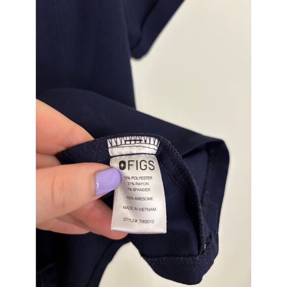 Figs Scrub Top Womens XS Cayo Popover Navy Blue Short Sleeve V-Neck TW2012 - Picture 5 of 5
